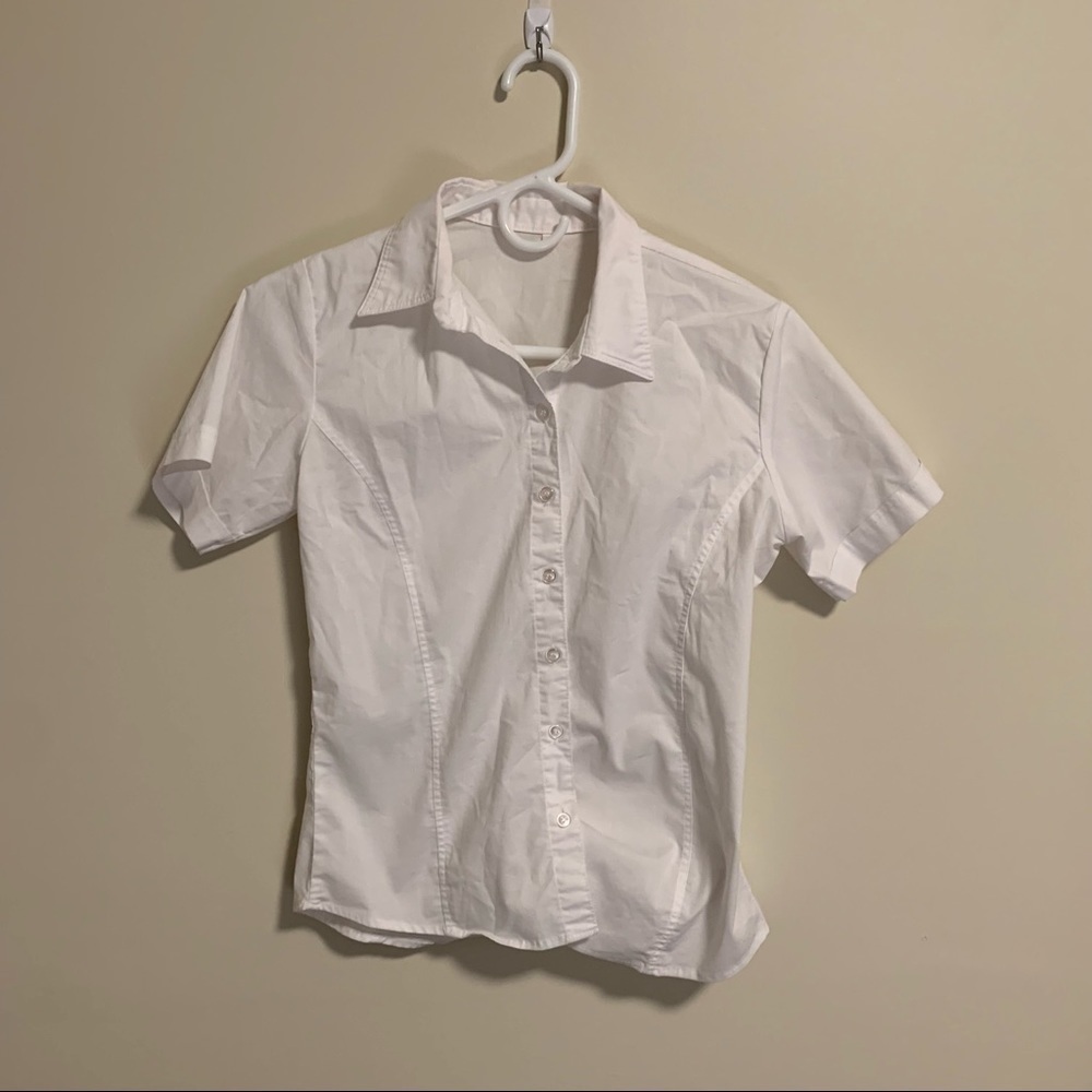 Women Short Sleeve White Dress Shirt Size Small - Picture 4 of 4